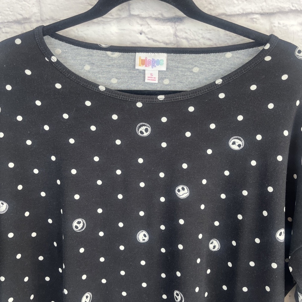 Lularoe Disney Nightmare Before Christmas Jack Skellington Faces & Polka Dot Top - Picture 11 of 14